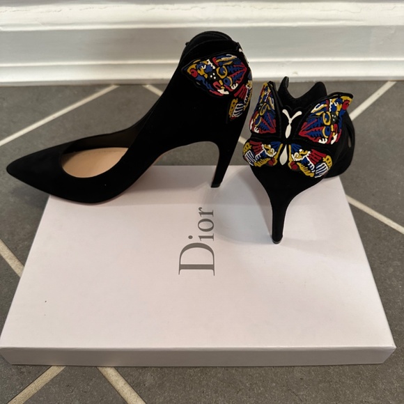 Never Worn Christian Dior Suede D-Butterfly Suede Pumps 39 Black - Picture 5 of 8